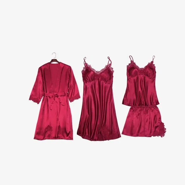 New Women Satin Sleepwear Fashion Nightgowns Imitation Ice Silk Sleepwear Dresses Night Dress Women's Sexy Lingerie Nightdresses