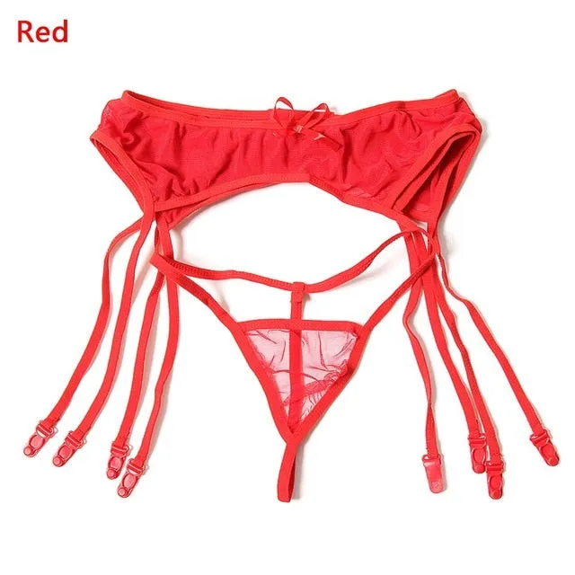 Okdeals Women Sexy Lingerie Garters Bow Perspective Thigh-Highs Stockings Garter Belt Lady Erotic Suspender Intimates Pantyhoses