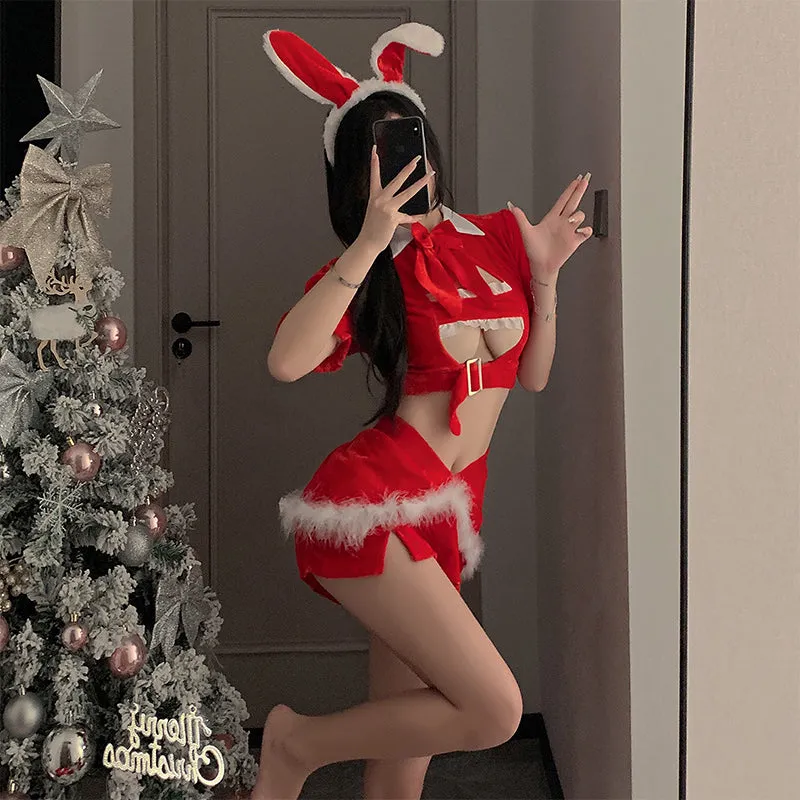 SD-6115 Christmas cute plush sexy slim fit sexy lingerie velvet uniform set
