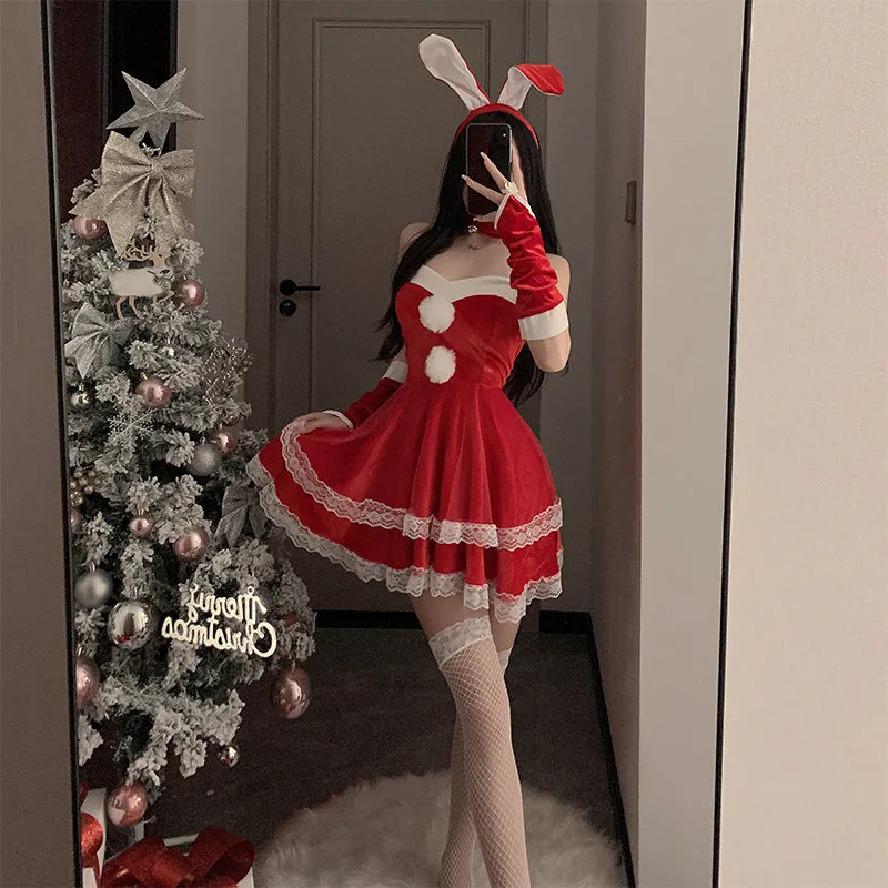 SD-6219  Sweet bunny girl Christmas outfit cute plush sexy suspenders sexy lingerie slim uniform suit