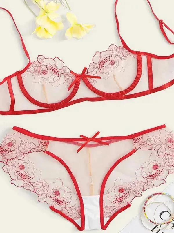 Sexy Lingerie Love Three-Point Bralette Set