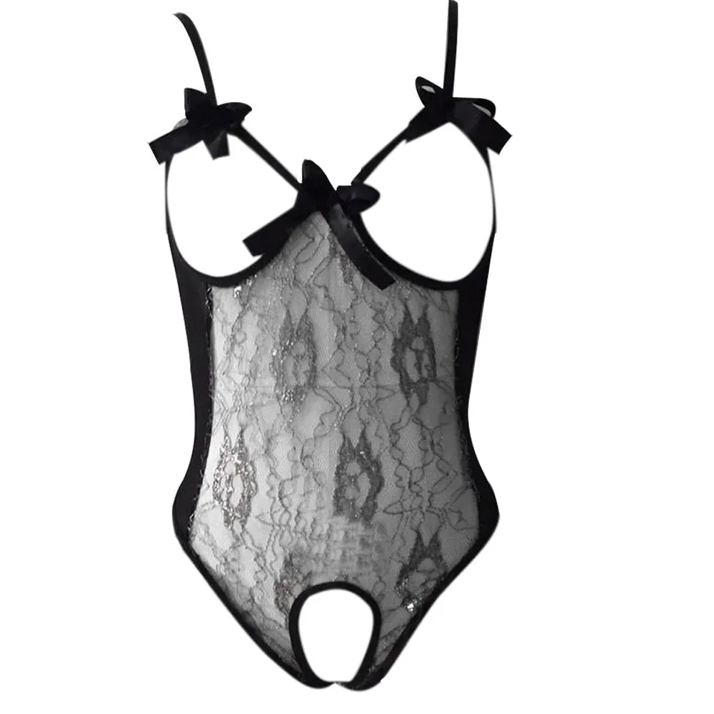 Sexy lingerie women porno Silver black mature female erotic hollow tight bodysuit Chest A File Open Underwear temptation H5