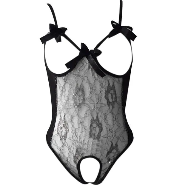Sexy lingerie women porno Silver black mature female erotic hollow tight bodysuit Chest A File Open Underwear temptation H5