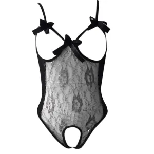 Sexy lingerie women porno Silver black mature female erotic hollow tight bodysuit Chest A File Open Underwear temptation H5