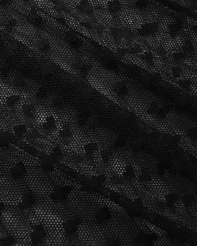 Sheer Heart Polka Dot Lace Long Dress