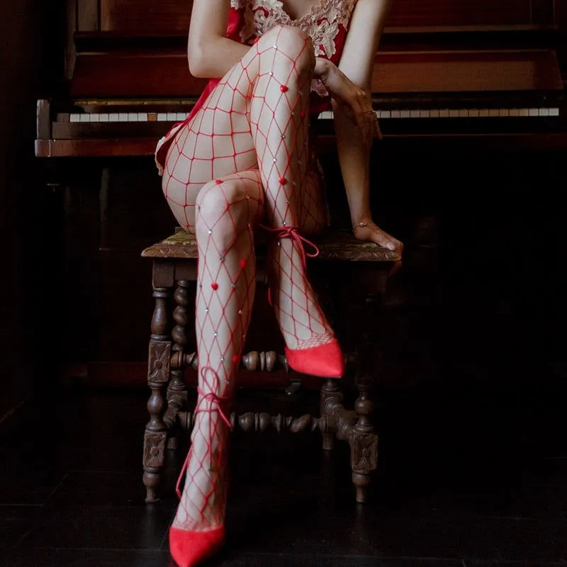 Tempting Red Fishnets