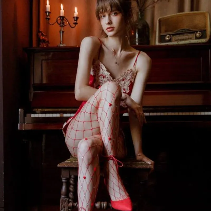 Tempting Red Fishnets