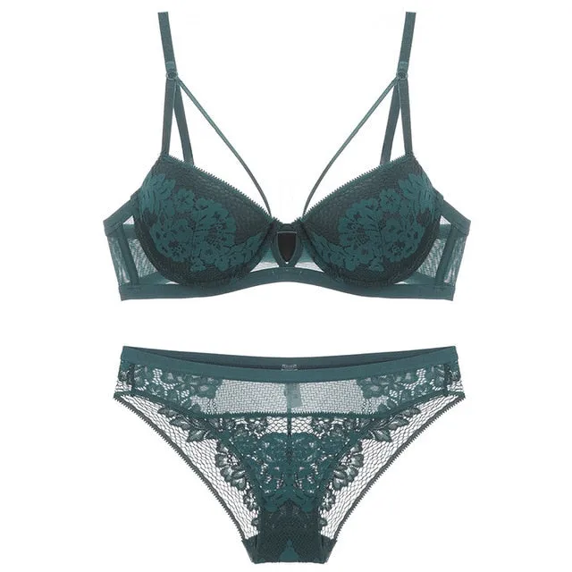 TERMEZY Brand Underwear Women Bras Lace Lingerie set Embroidery Sexy Lingerie Push-Up Bra Set Underwear