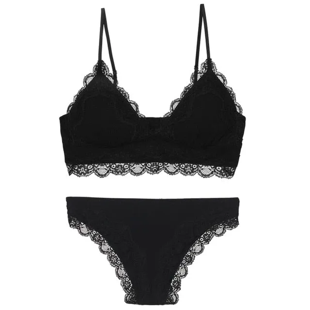 TERMEZY New Stripes Cotton Underwear Set Fashion Bra Set Sexy Lingerie Romantic Temptation bralette top Women Underwear Black