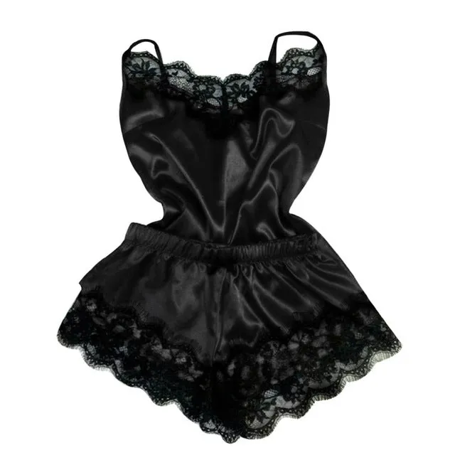 Women Clothes Healthy Fashion Simple Home Wear Sets Sexy Lace Sleepwear Lingerie Babydoll Nightwear Satin Cami Top femme 2019