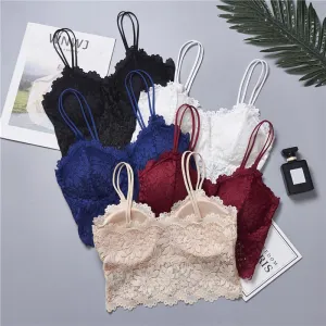 Women Lace Floral Bralette Bra Sexy Lingerie Lace Bra Crop Tops Camis Female Top NS