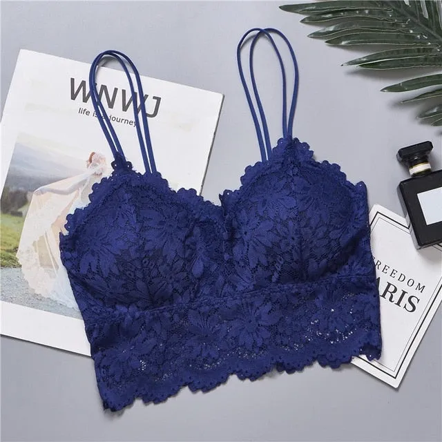 Women Lace Floral Bralette Bra Sexy Lingerie Lace Bra Crop Tops Camis Female Top NS