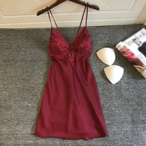 Women Nightgowns Sleepshirt Silk Sleepwear Night Dress Ladie Satin Sexy Lingerie Nightshirts Sleep Lounge