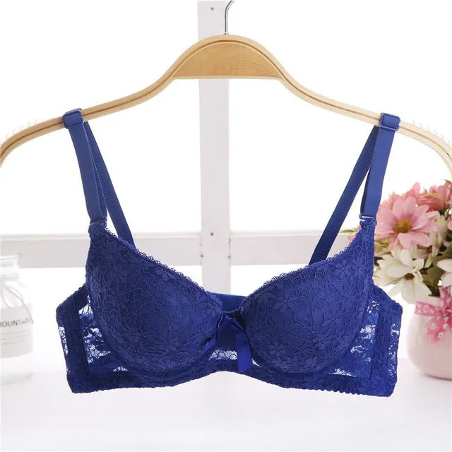 Women Padded Bras for Lady Lace Sexy Lingerie Brassiere Sexy Lace Floral Bra Bralette Underwear