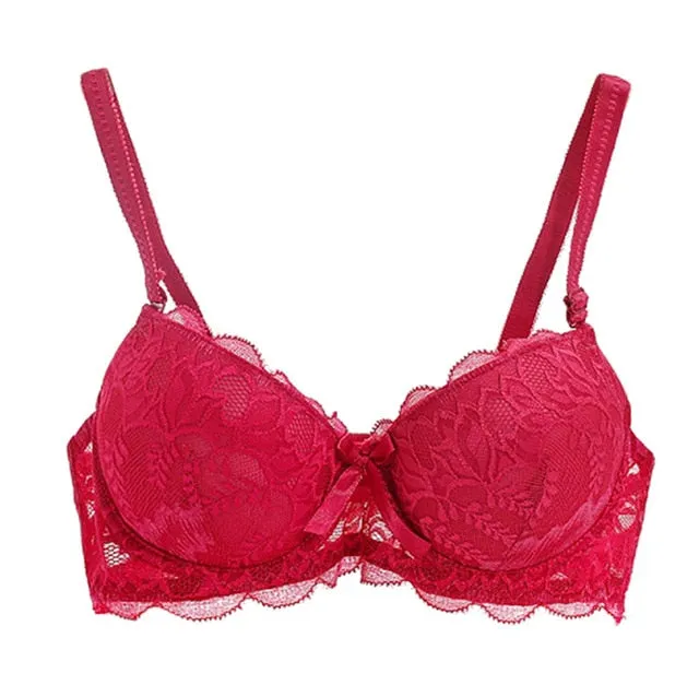 Women Padded Bras for Lady Lace Sexy Lingerie Brassiere Sexy Lace Floral Bra Bralette Underwear