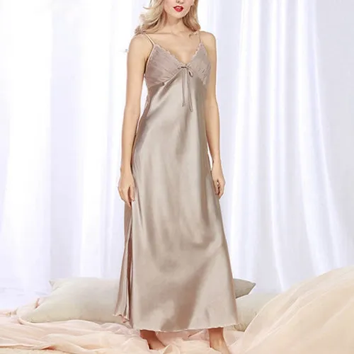 Women Sexy Lingerie  Nightdress Plus Size Lace Nightgown Nightie Negligee Silk Satin Long Nightdress Gecelik Nightwear