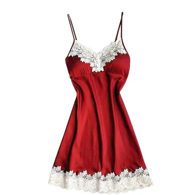 Women Sleepwear Silk Satin Lace Robe Dress Babydoll Nightdress Ladies Sexy Lingerie Nightgown Dresses Sleepshirts Homewear *X