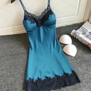 Women Sleepwear Silk Satin Lace Robe Dress Babydoll Nightdress Ladies Sexy Lingerie Nightgown Dresses Sleepshirts Homewear *X
