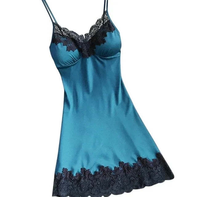 Women Sleepwear Silk Satin Lace Robe Dress Babydoll Nightdress Ladies Sexy Lingerie Nightgown Dresses Sleepshirts Homewear *X