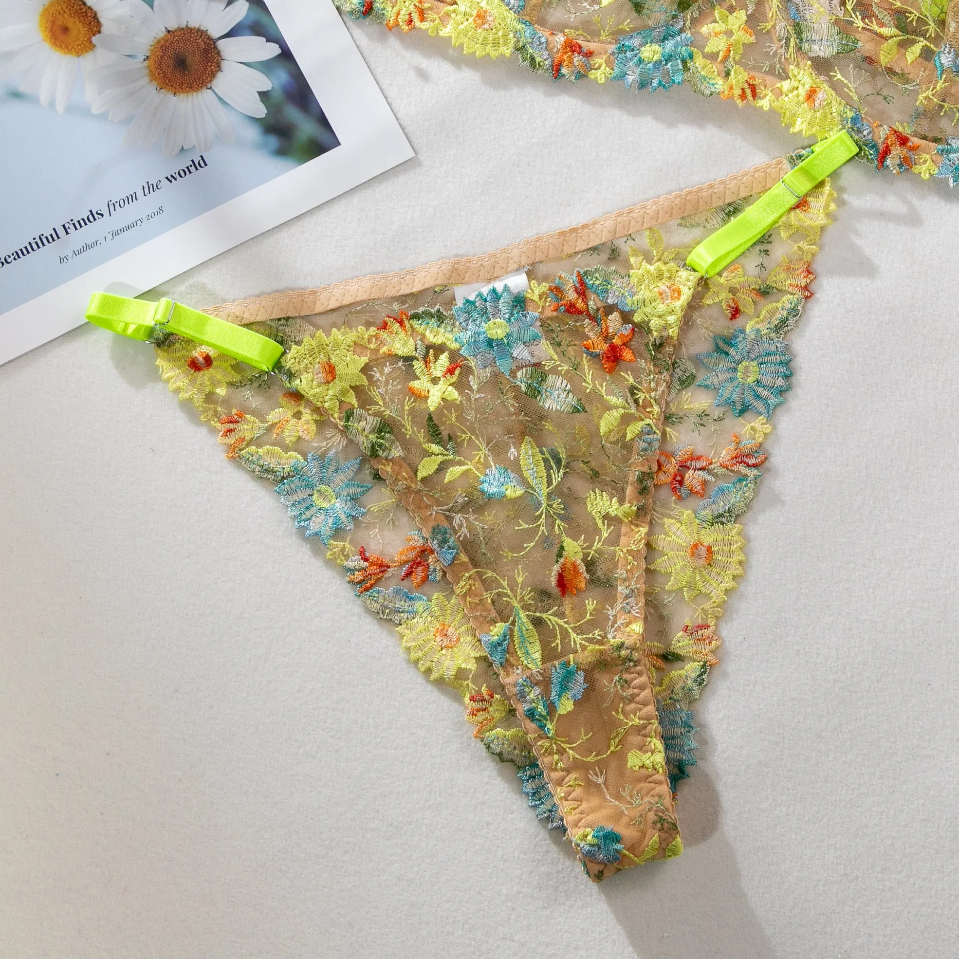 Women's Sexy Lingerie Set Yellow Color 2 pieces a Set