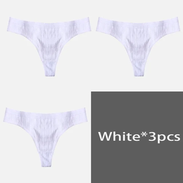 Women's Underpants Sexy Lingerie Cotton G-String 3Pcs Panties Comfortable Thong Low-Rise Underwear Women String Ladies Intimate