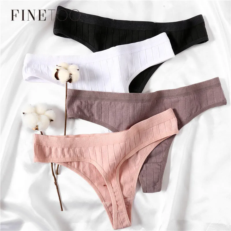 Women's Underpants Sexy Lingerie Cotton G-String 3Pcs Panties Comfortable Thong Low-Rise Underwear Women String Ladies Intimate
