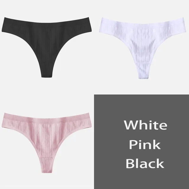 Women's Underpants Sexy Lingerie Cotton G-String 3Pcs Panties Comfortable Thong Low-Rise Underwear Women String Ladies Intimate