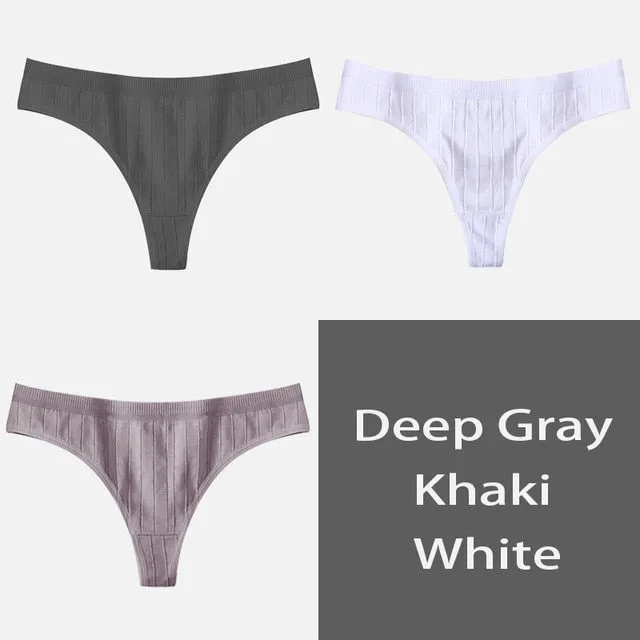 Women's Underpants Sexy Lingerie Cotton G-String 3Pcs Panties Comfortable Thong Low-Rise Underwear Women String Ladies Intimate