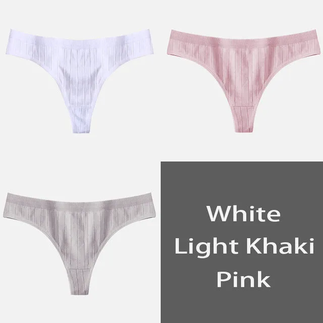 Women's Underpants Sexy Lingerie Cotton G-String 3Pcs Panties Comfortable Thong Low-Rise Underwear Women String Ladies Intimate