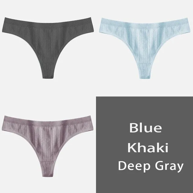 Women's Underpants Sexy Lingerie Cotton G-String 3Pcs Panties Comfortable Thong Low-Rise Underwear Women String Ladies Intimate
