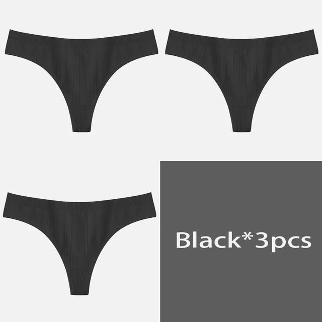 Women's Underpants Sexy Lingerie Cotton G-String 3Pcs Panties Comfortable Thong Low-Rise Underwear Women String Ladies Intimate