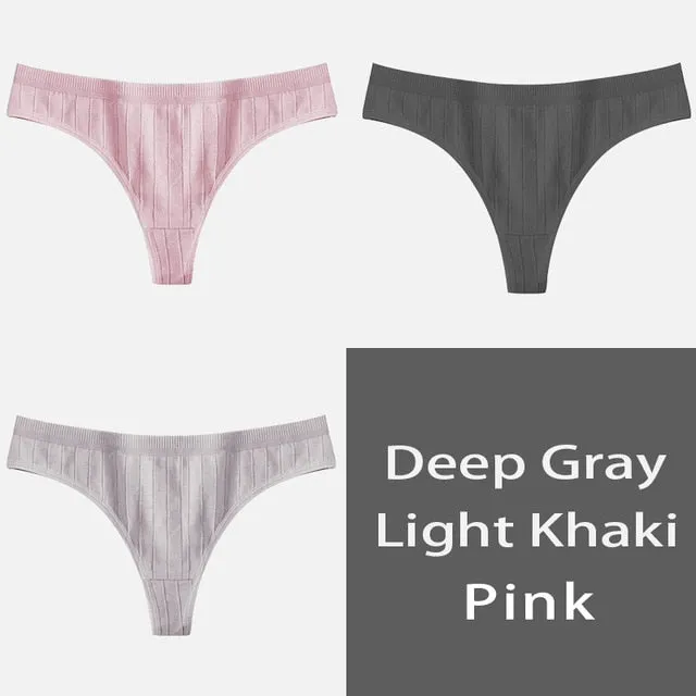 Women's Underpants Sexy Lingerie Cotton G-String 3Pcs Panties Comfortable Thong Low-Rise Underwear Women String Ladies Intimate