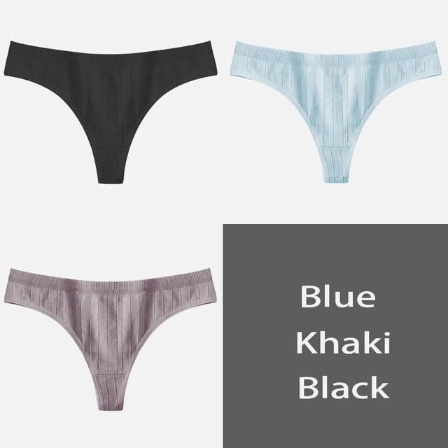 Women's Underpants Sexy Lingerie Cotton G-String 3Pcs Panties Comfortable Thong Low-Rise Underwear Women String Ladies Intimate