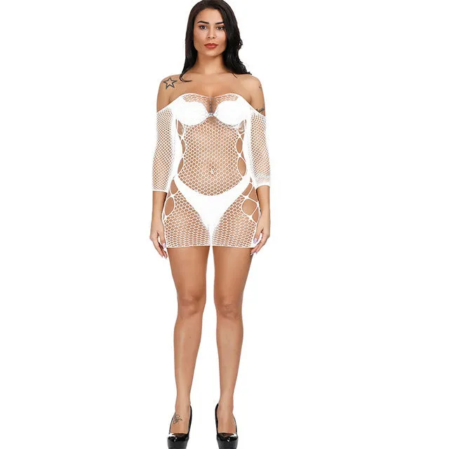 Yomocarajox Fishnet Underwear Elasticity Nylon Lenceria Sexy Lingerie Mesh Baby Doll Dress Erotic Lingerie For Women Sex Costum